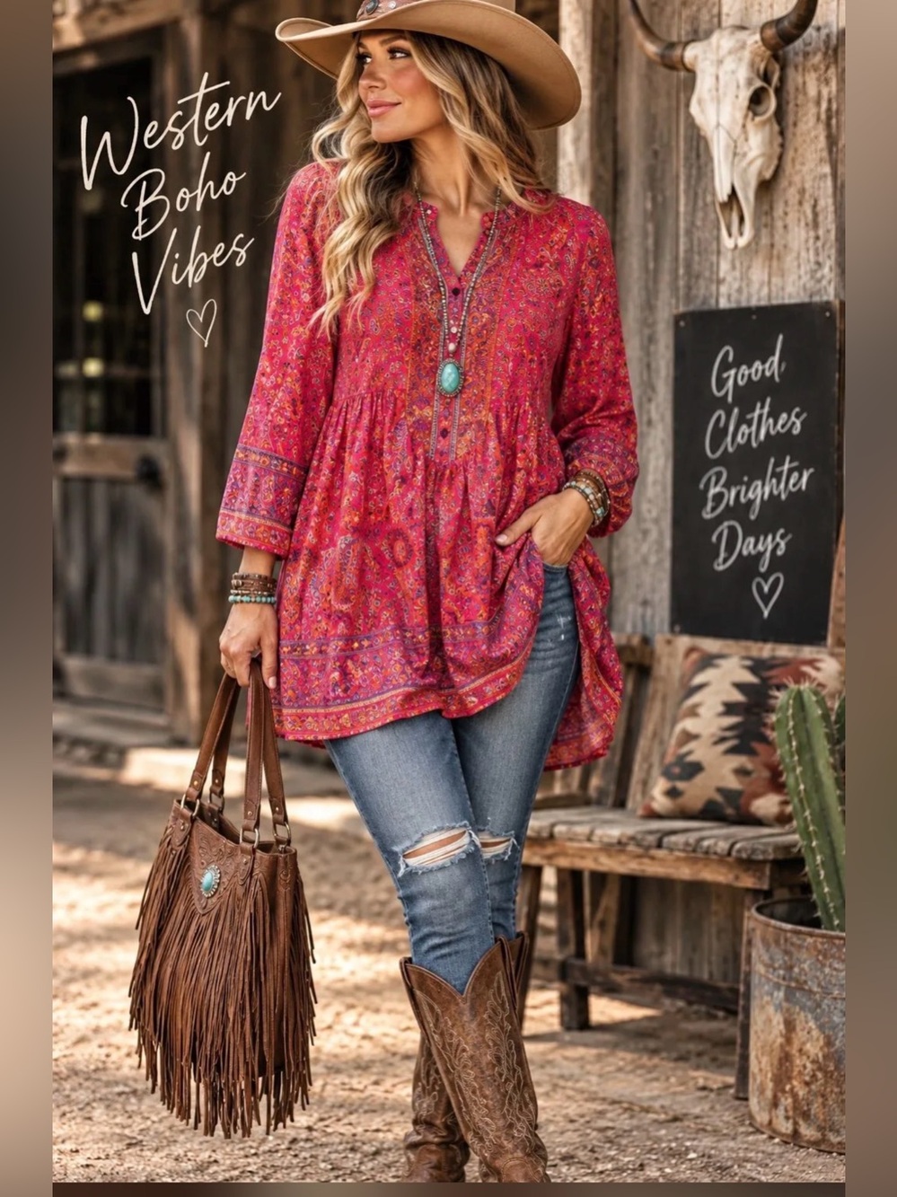 Soft Surroundings Fuchsia Paisley Boho Tunic Top Size Small